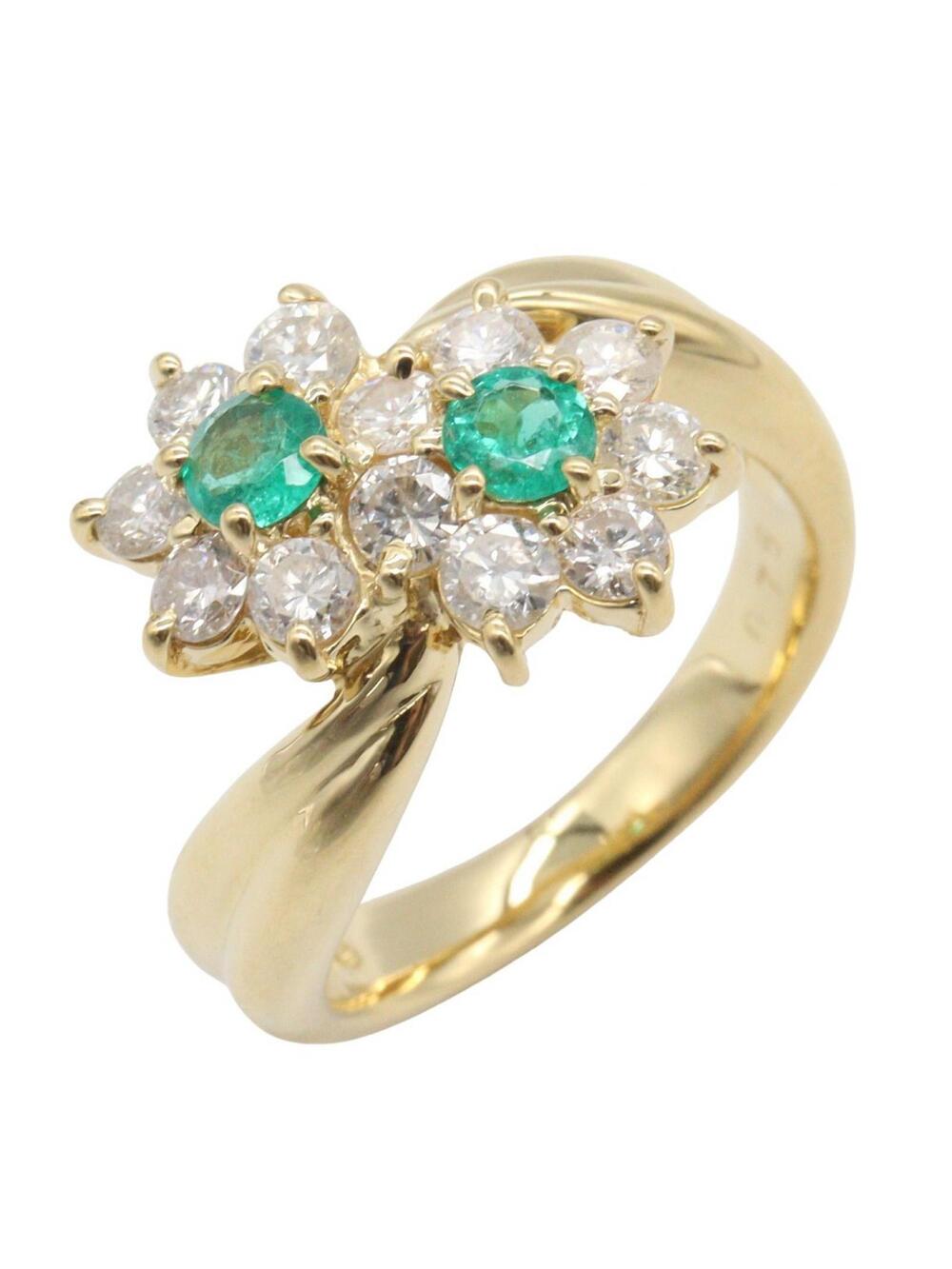 Jewelry Emerald Diamond Ring 18Kyg #345773J13B